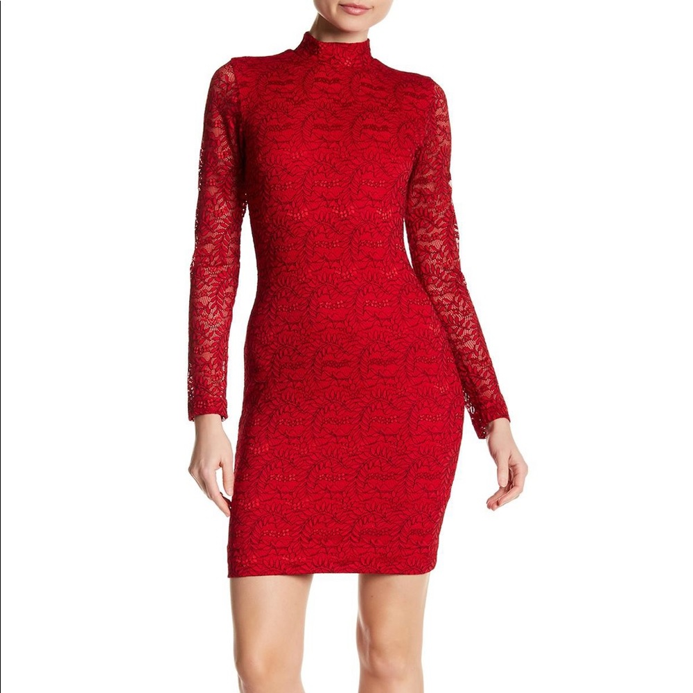 New Red Lace Bodycon Dress